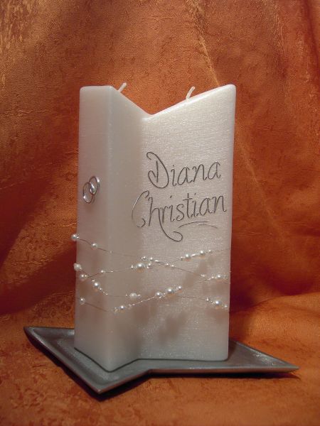 Kerzenrohling  Perlmutt   Doppeldreikant  weiß     3020